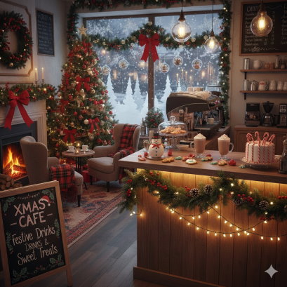 Cozy Christmas Cafe Scene 1